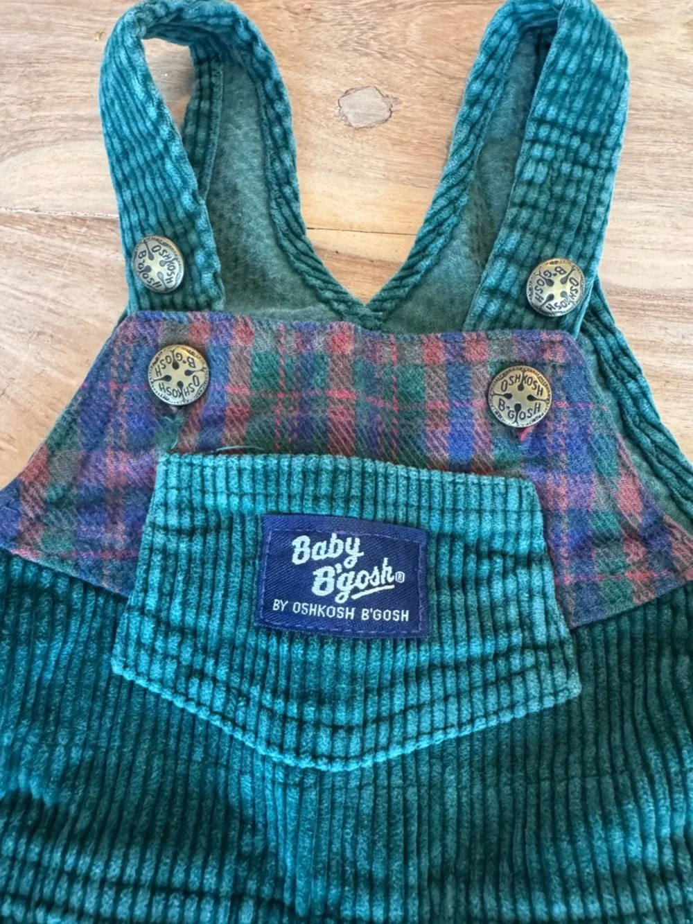 Vintage OshKosh B'gosh emerald green corduroy toddler overalls
